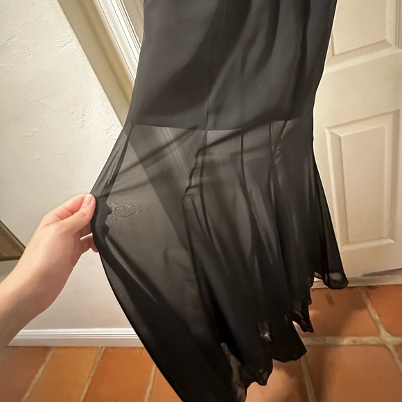 black chiffon & gold sequence gown by BASIX Black Label Saks Fifth Avenue - Picture 4 of 5